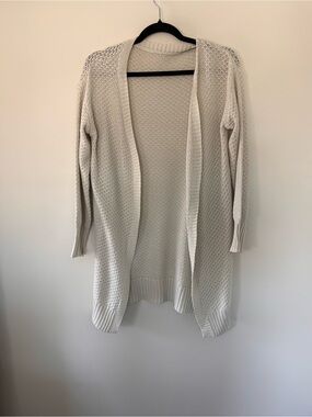 Cupshe Ivory Open-Front Knit Cardigan